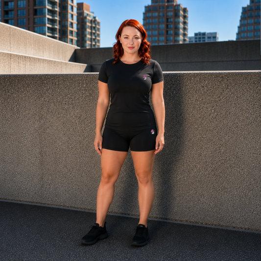 Black Athleisure Shorts Set