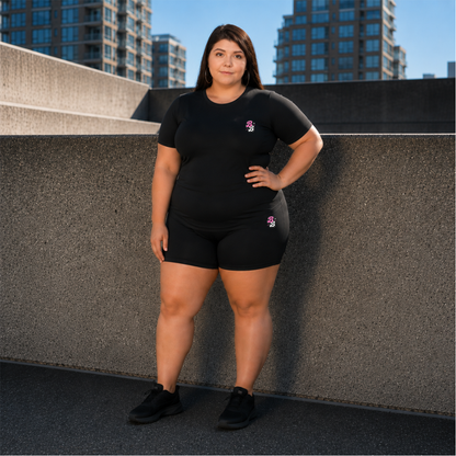 Black Athleisure Shorts Set