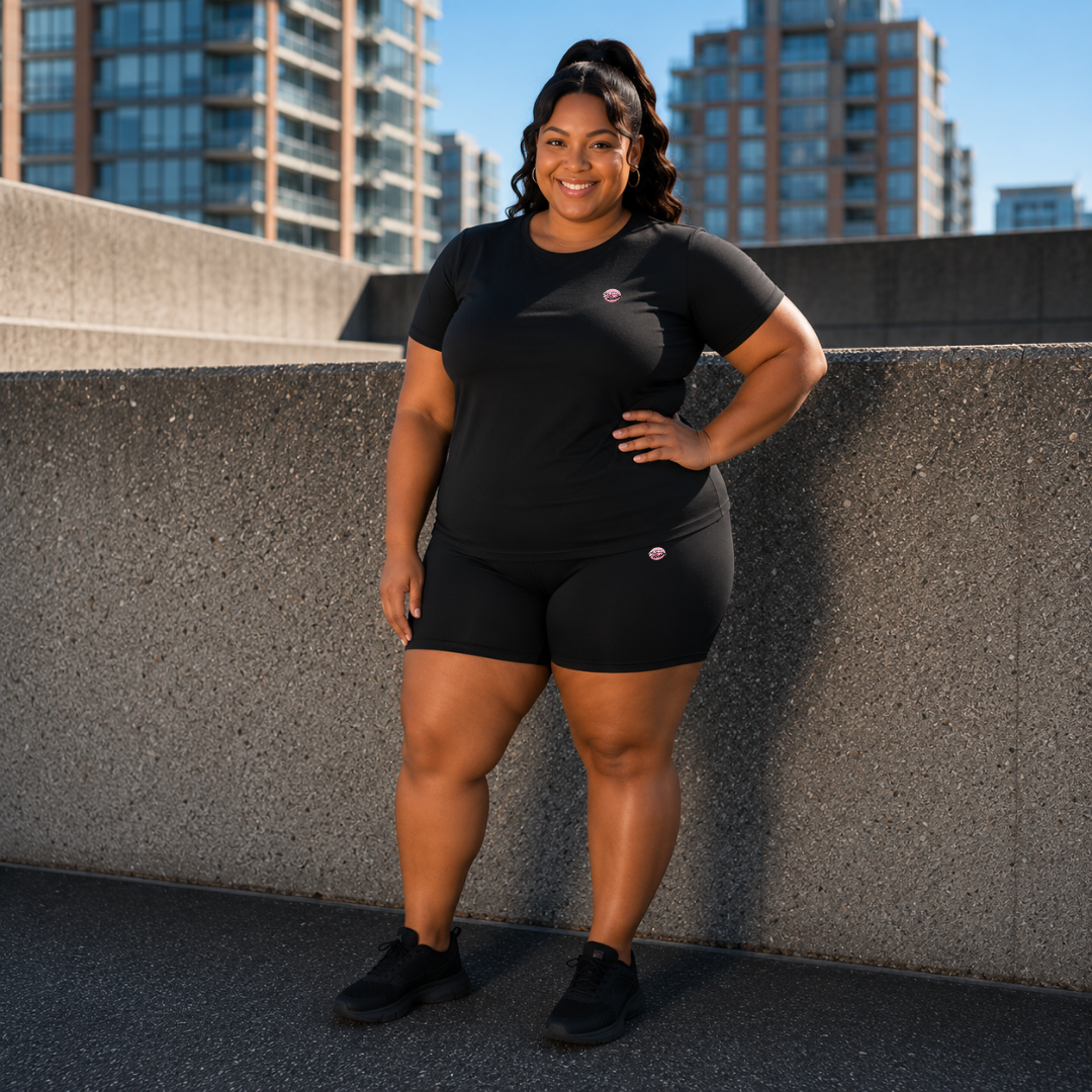 Black Athleisure Shorts Set