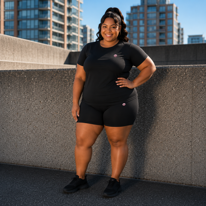 Black Athleisure Shorts Set