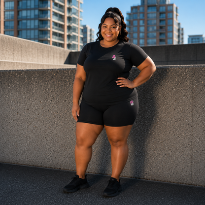 Black Athleisure Shorts Set