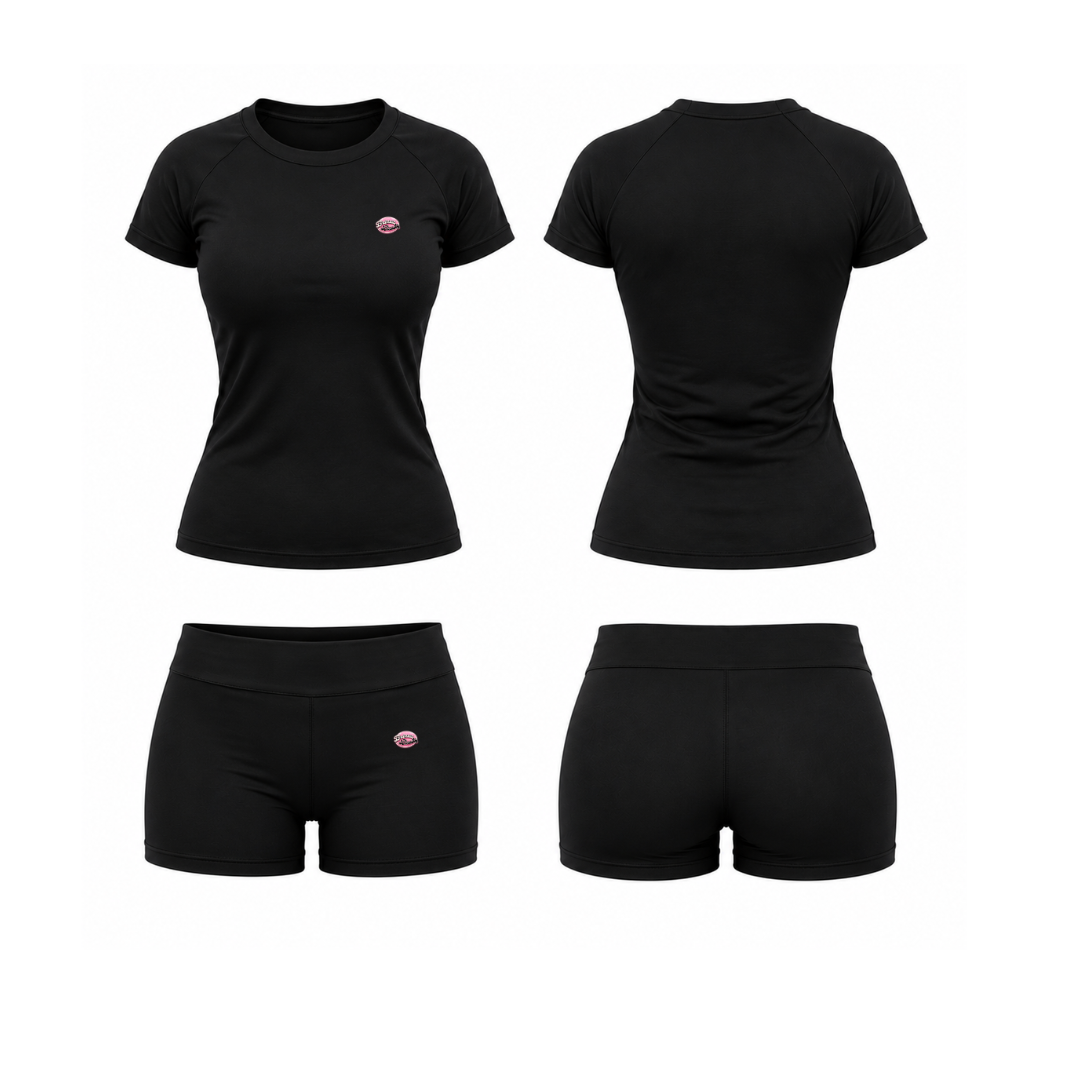 Black Athleisure Shorts Set