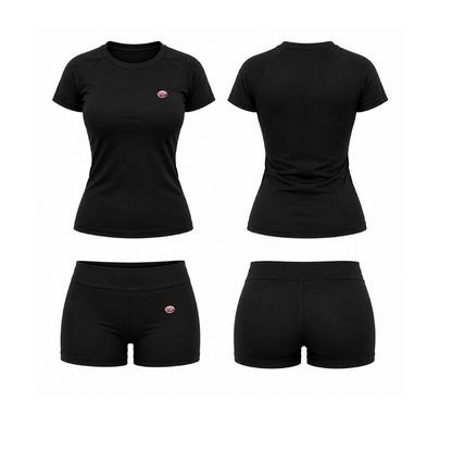 Black Athleisure Shorts Set