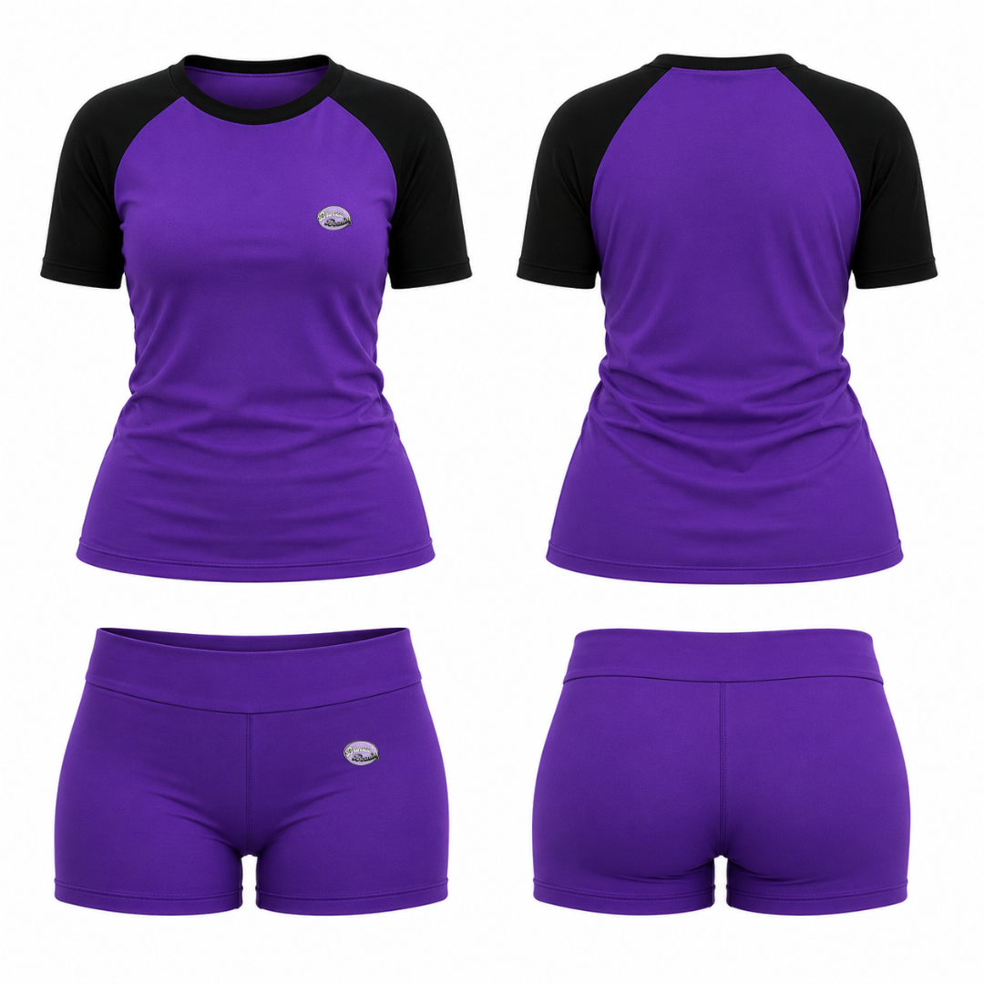Purple & Black Athleisure Shorts