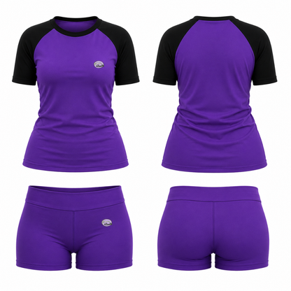 Purple & Black Athleisure Shorts