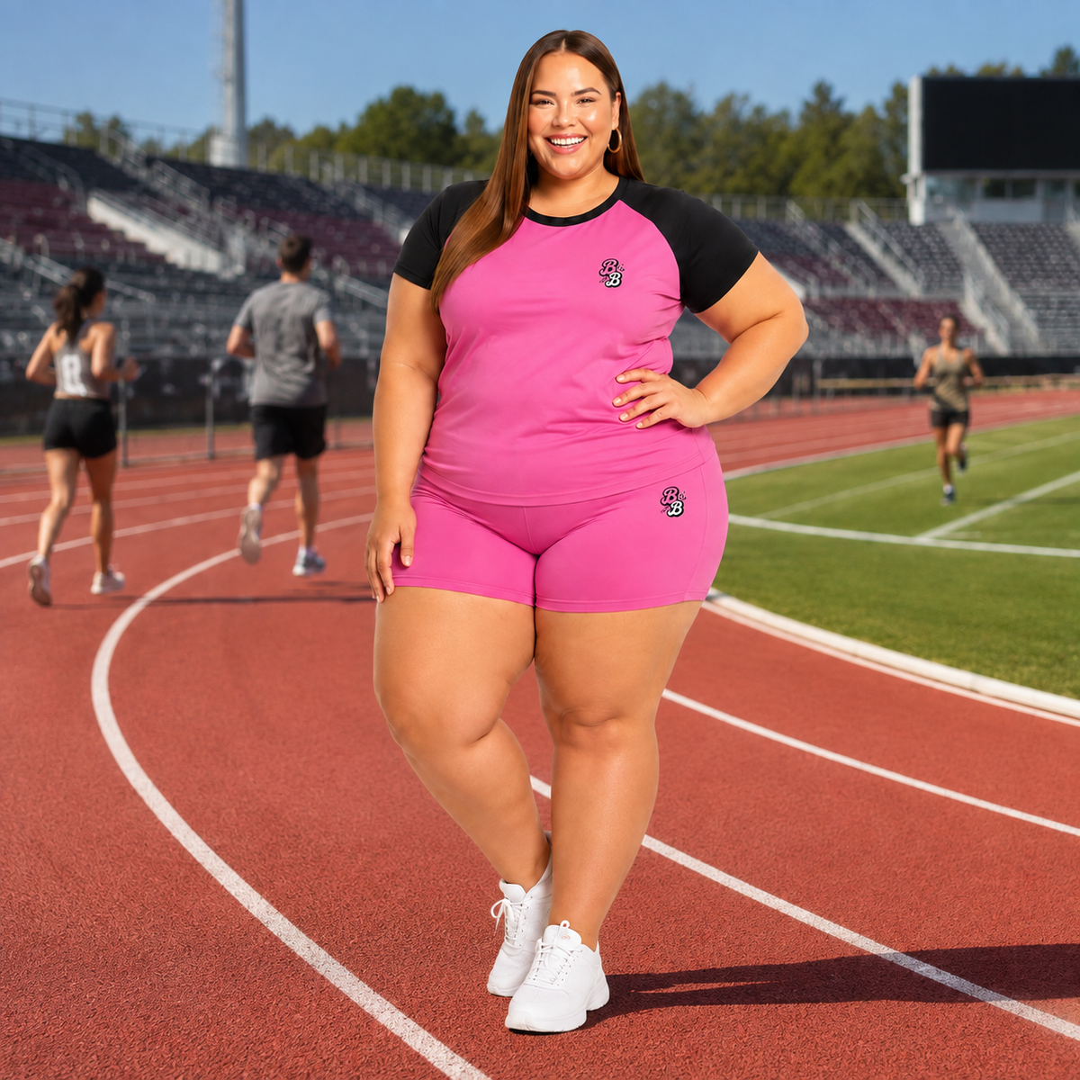 Black & Pink Athleisure Shorts Set