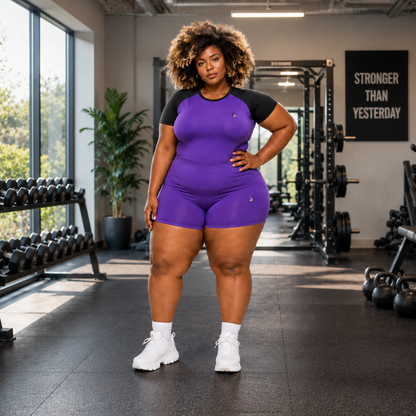 Purple & Black Athleisure Shorts