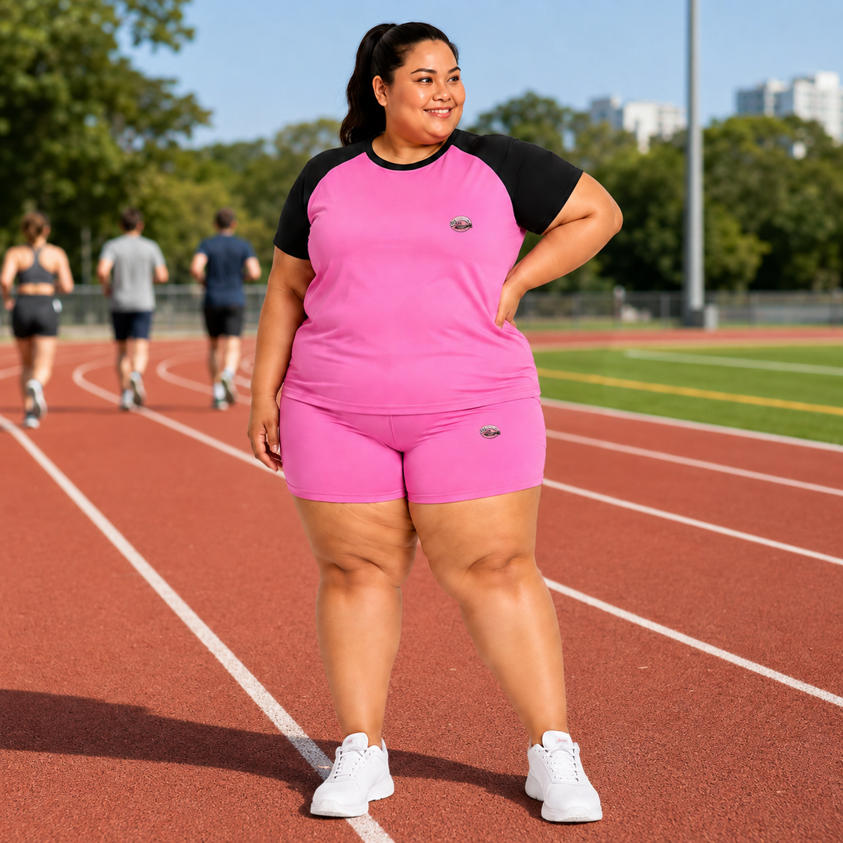 Black & Pink Athleisure Shorts Set