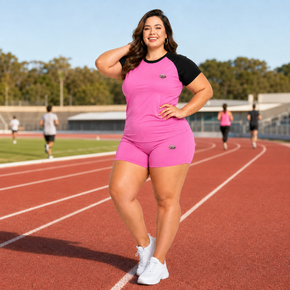 Black & Pink Athleisure Shorts Set