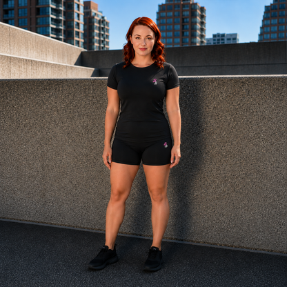 Black Athleisure Shorts Set