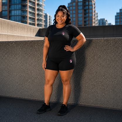 Black Athleisure Shorts Set