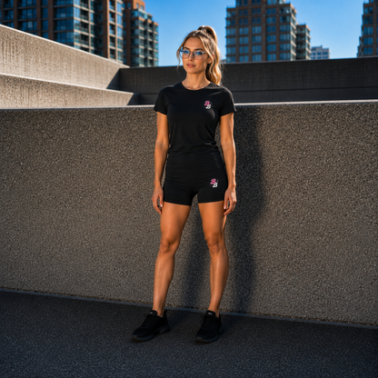 Black Athleisure Shorts Set