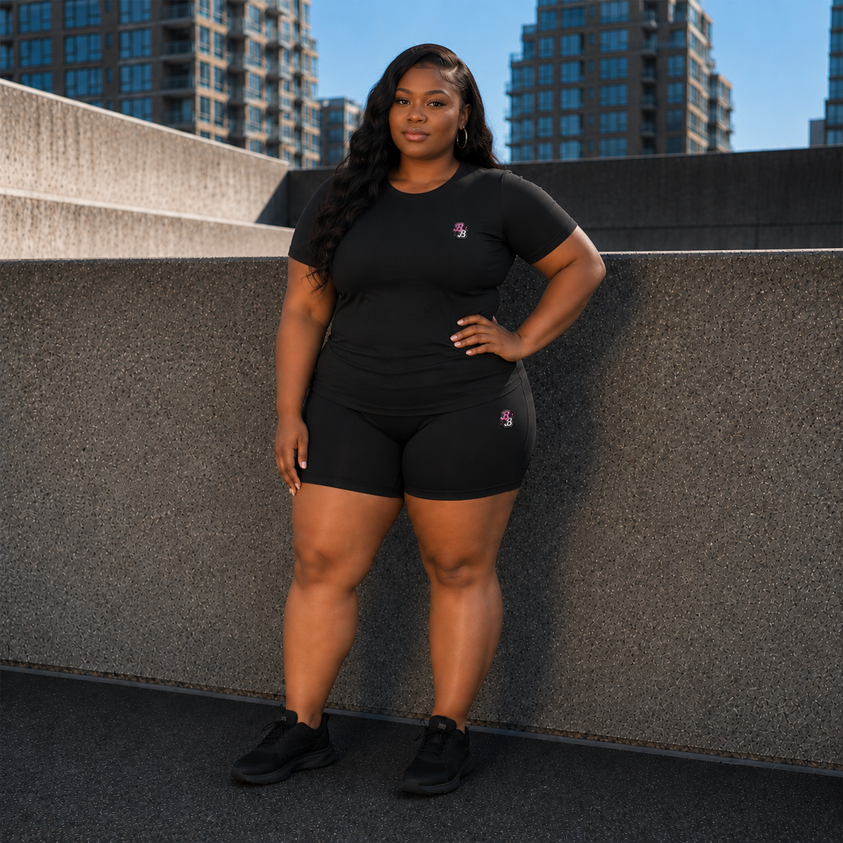 Black Athleisure Shorts Set