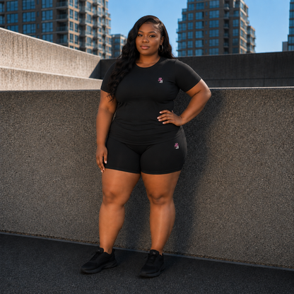 Black Athleisure Shorts Set