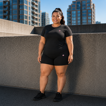 Black Athleisure Shorts Set