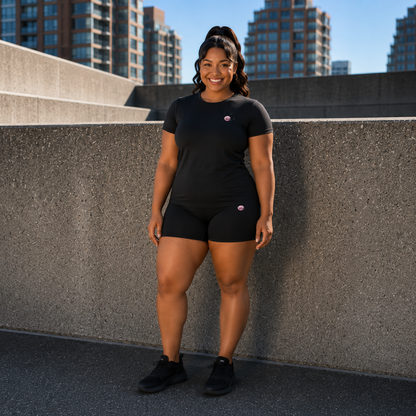 Black Athleisure Shorts Set