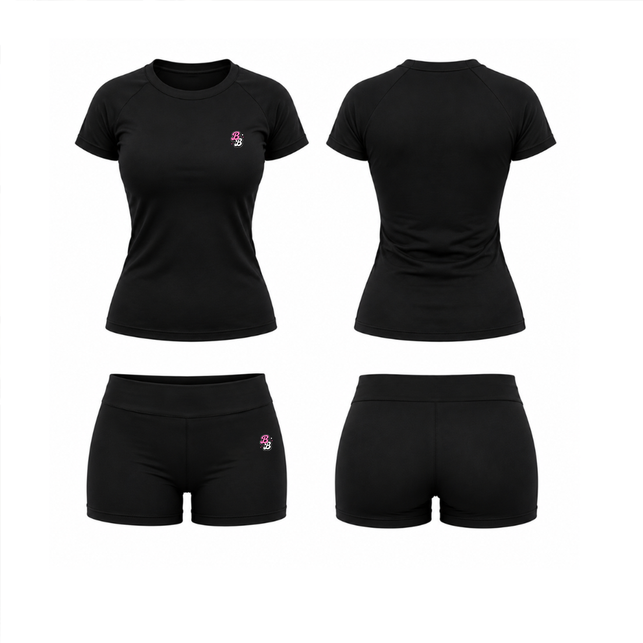 Black Athleisure Shorts Set