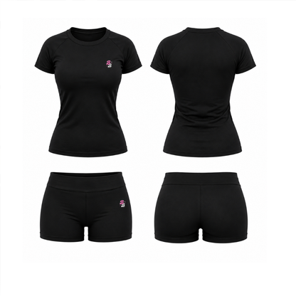 Black Athleisure Shorts Set