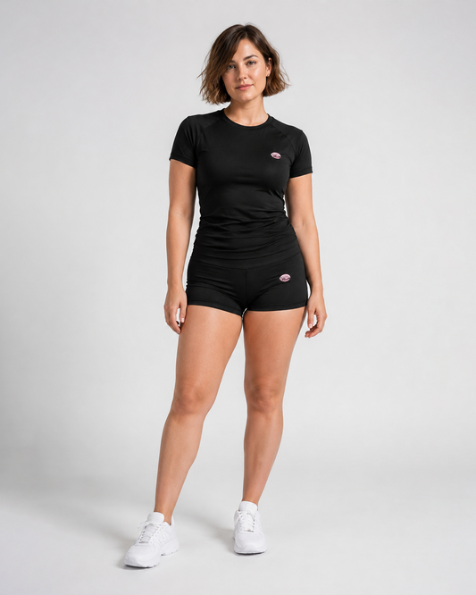 Black Athleisure Shorts Set