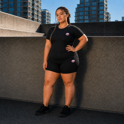 Black Athleisure Shorts Set