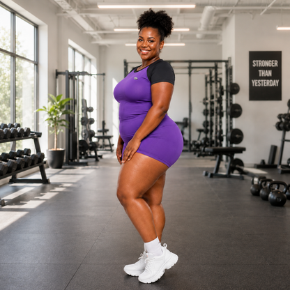 Purple & Black Athleisure Shorts