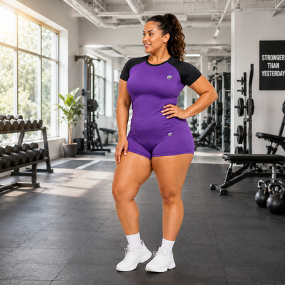 Purple & Black Athleisure Shorts