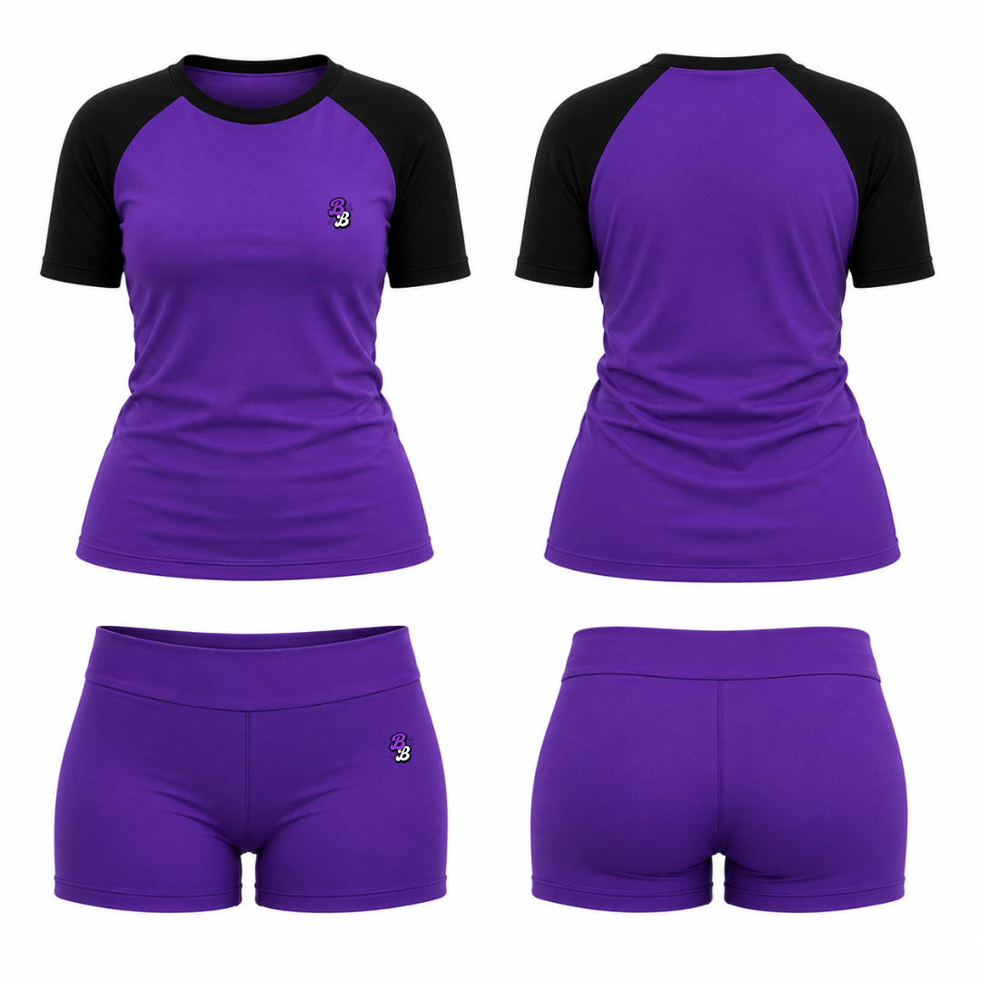 Purple & Black Athleisure Shorts