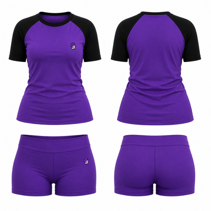 Purple & Black Athleisure Shorts