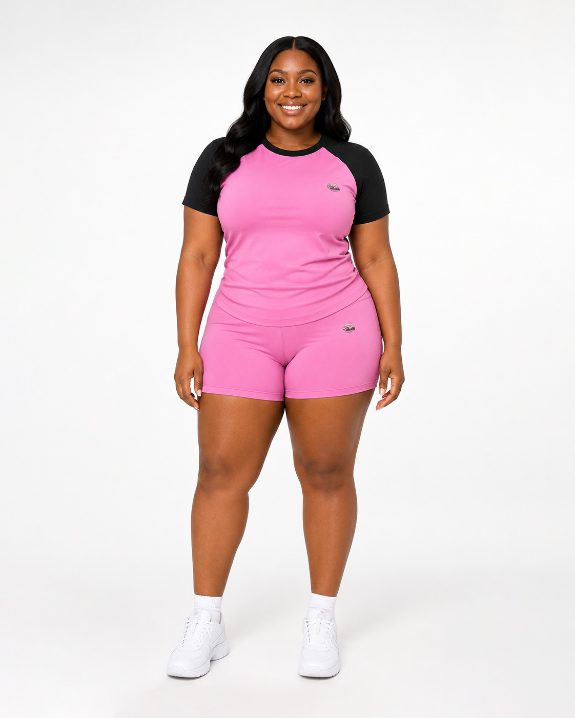 Black & Pink Athleisure Shorts Set